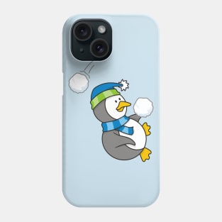 Little Penguin Getting a Snow Ball Phone Case