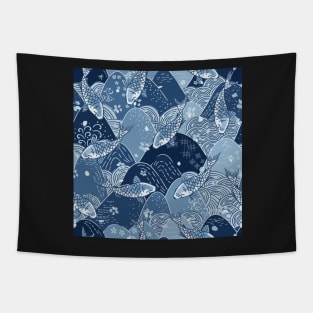 Japanese koi mountain pattern Tapestry