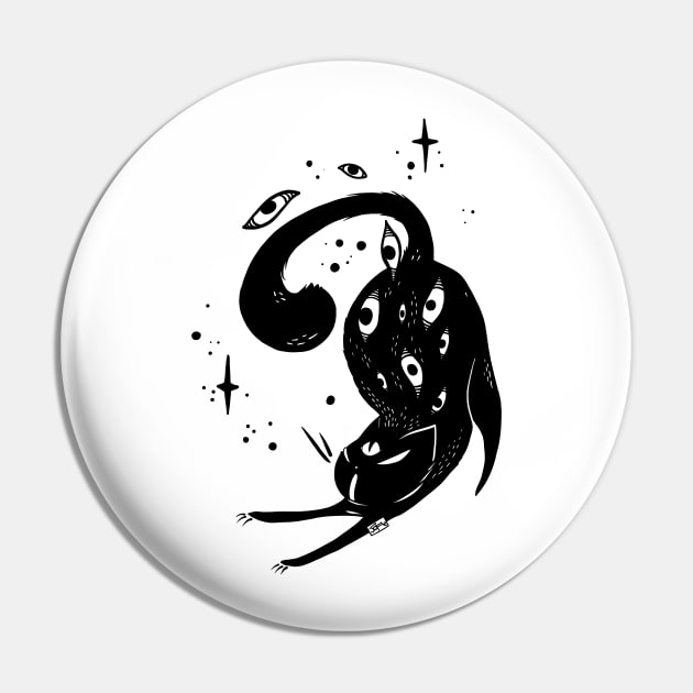 Black Cat With Stars Pin by cellsdividing