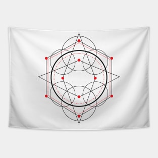 Simple red and black mandala Tapestry