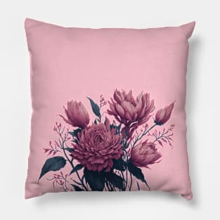 Beautiful bouquet of pink flowers on white background Pillow