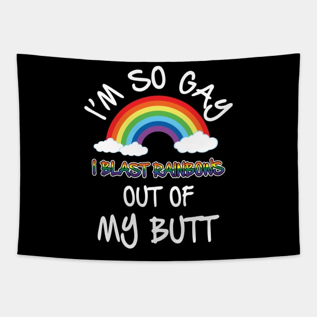 Pride Gay Funny Rainbow Blast LGBTQ Jokes Humor Tapestry by Mellowdellow