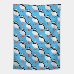 Puffin pattern on blue Tapestry