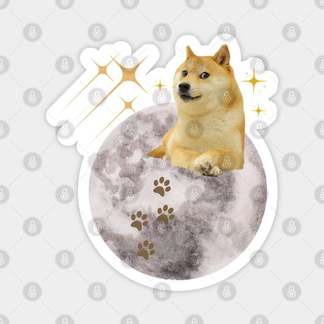 DOGE on the Moon - Dogecoin - Crypto - Cryptocurrency Magnet by HalfPastStarlight