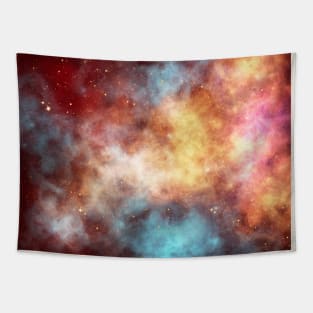 Blue Yellow Celestial Space Nebulas & Stars Aesthetic Style Tapestry