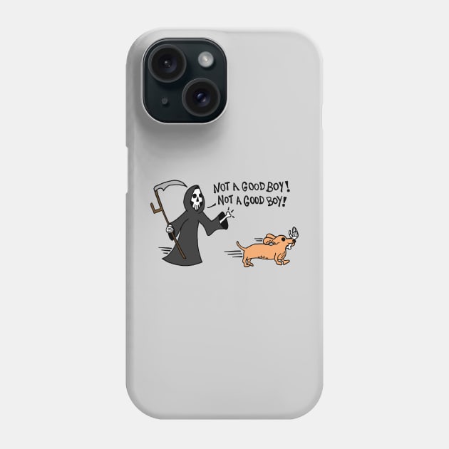 Dachshund Dog Stealing A Grim Reapers Bone Hand / Not A Good Boy Phone Case by Graograman