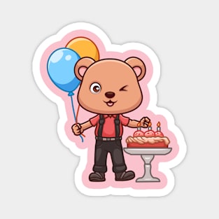 Birthday Bear Cute Cartoon Magnet