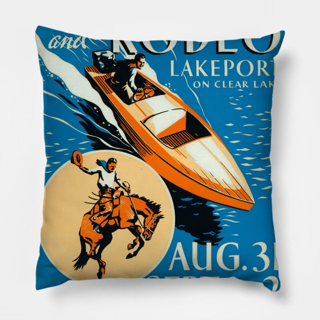 Lake County Water Sports and Rodeo Pillow by vintagetreasure