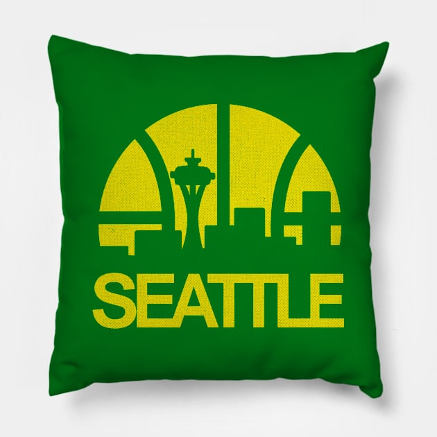 Iconic Seattle Supersonics Skyline Pillow by LocalZonly