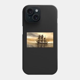 Pirate ship navagating on early morning Phone Case