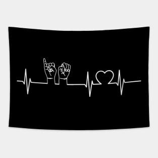 Asl Heartbeat  Sign Language Deaf Gift Asl Teacher Gift Tapestry