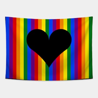 Black Heart on LGBT Striped Background Tapestry