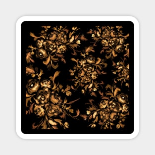 Golden Roses on Black Pattern Magnet