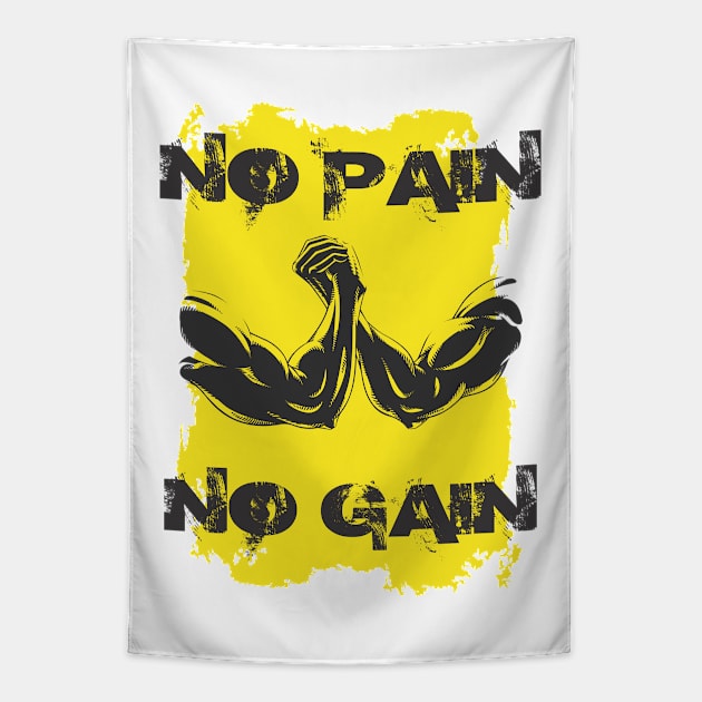 No pain no gain - Crazy gains - Nothing beats the feeling of power that weightlifting, powerlifting and strength training it gives us! A beautiful vintage design representing body positivity! Tapestry by Crazy Collective