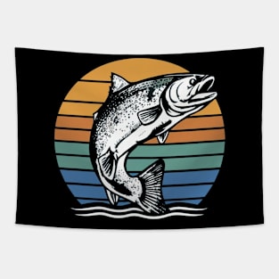 Retro Salmon Jumping Tapestry