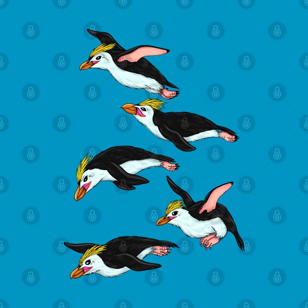Royal Penguins Splashing by Marta Tesoro