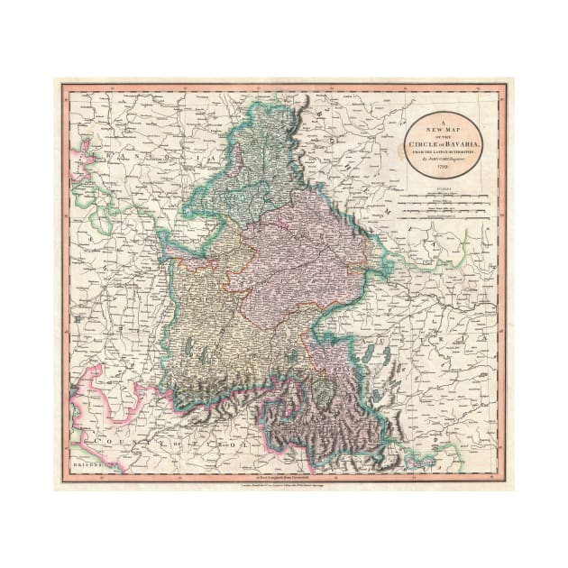 Vintage Map of Bavaria Germany (1799) by Bravuramedia