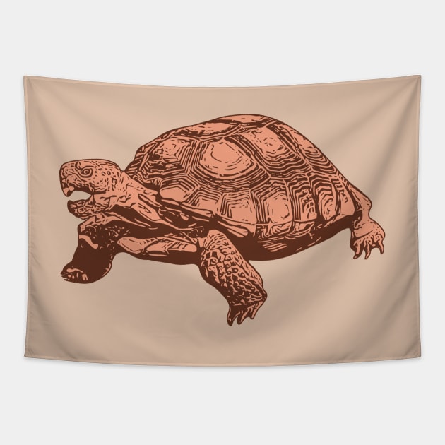 Desert Tortoise Linocut Style Tapestry by Spatium Natura