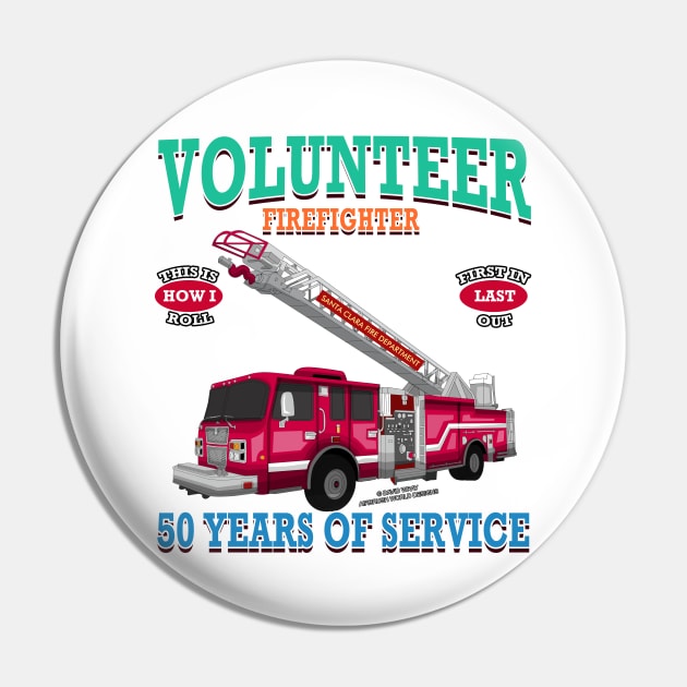 Volunteer Firefighter Fire Truck Novelty Gift Pin by Airbrush World