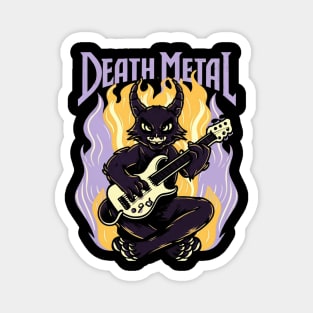 Death Metal Satanic Baphomet Cat playing guitar Magnet