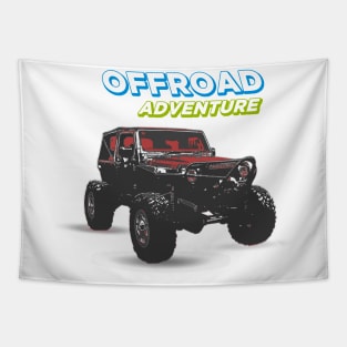 Jeep Offroad 4x4 Black Red T-Shirt Tapestry