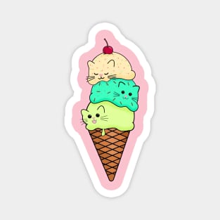 Three Scoop Kitty Magnet