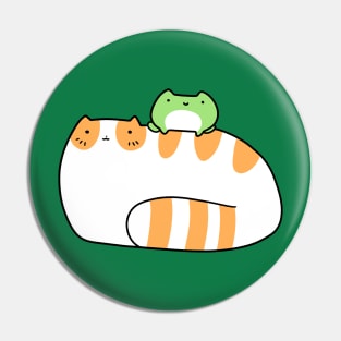 Tabby Cat and Frog Pin