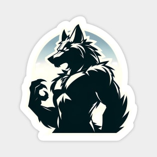 Simple Anthro Furry Werewolf Silhouette Magnet