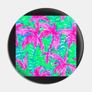 Pink palms tropical forest watercolor seamless pattern Pin