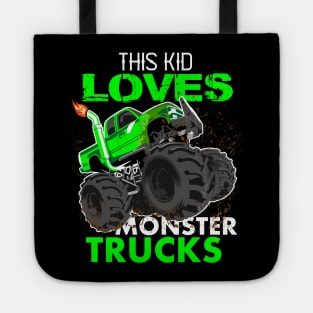 Youth Monster Trucks,this kid loves monster trucks, Boys car Boys and Girls Gift Tote