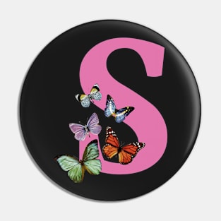 Letter pink S with colorful butterflies Pin