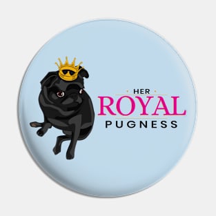 Her Royal Pugness - Black Pug with Gold Crown Design Pin