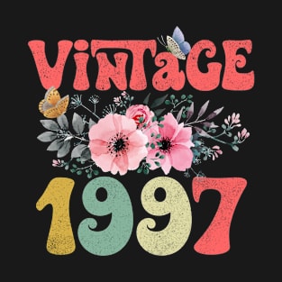 Vintage 1997 Floral Retro Groovy 26th Birthday T-Shirt