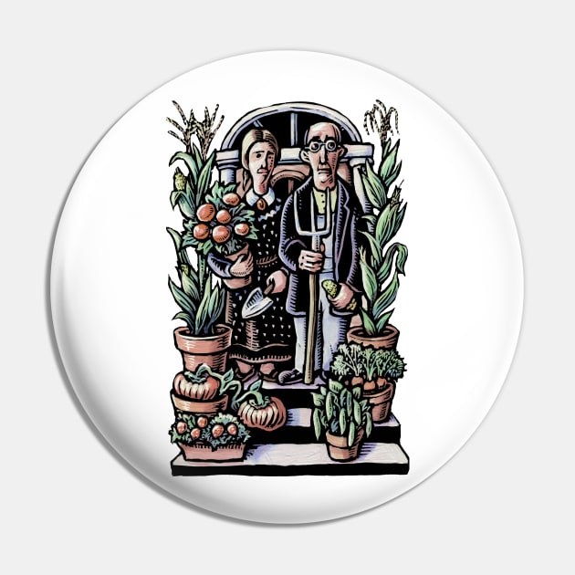 American Gothic Gardeners Pin by Lisa Haney