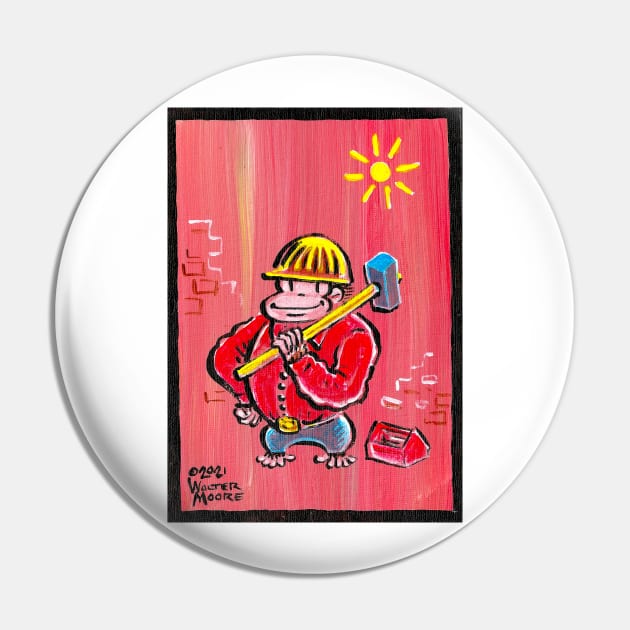 Construction Worker Ape in Hard Hat with Sledgehammer 023 Pin by WalterMoore