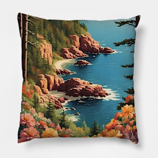 Acadia Beaches Forest And Mountain National Park Pillow