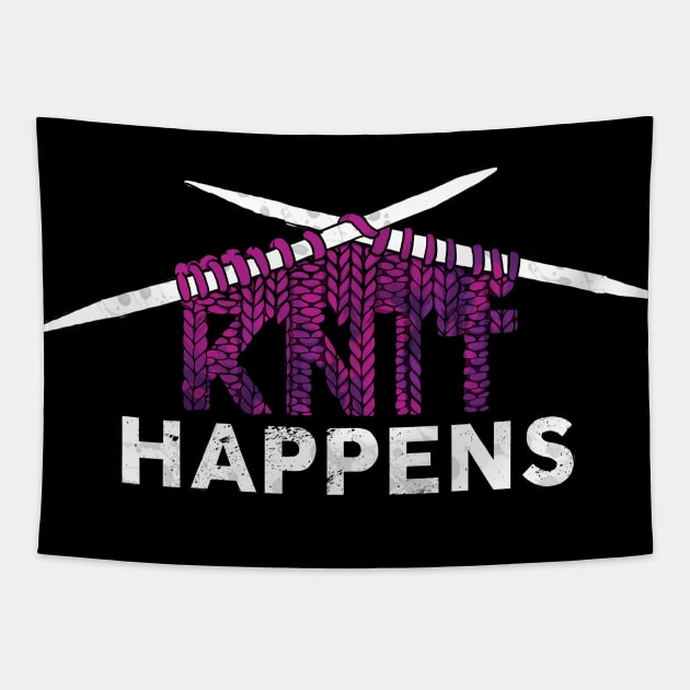 Knit Happens Funny Knitting Design Tapestry by polliadesign