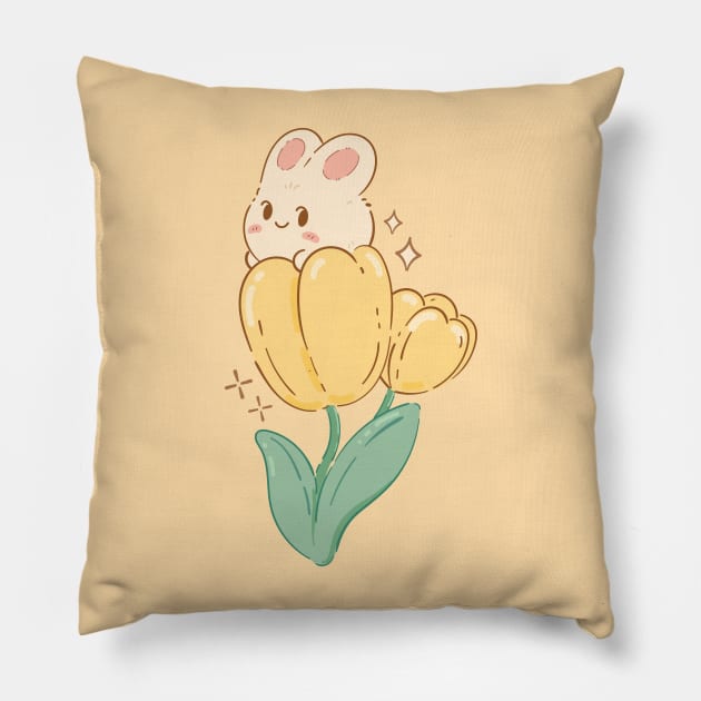 Flower Bun | Yellow Pillow by ModesaDraw