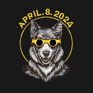 Total Solar Eclipse 2024 Dog Wearing Solar Eclipse Glasses T-Shirt