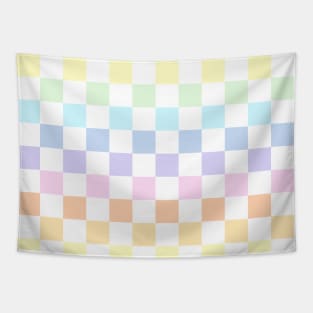 Pastel rainbow checkerboard Tapestry