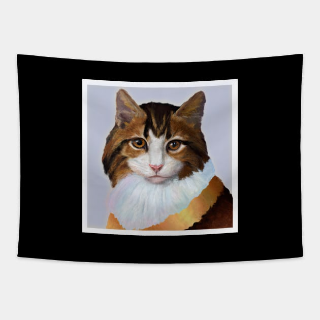 Cute Classical Cat Drawing Tapestry by Lovely Animal Prints