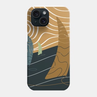 Abstract landscape of a wavy ocean and the yacht sailors Phone Case