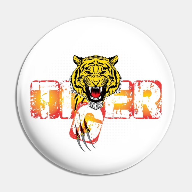 Angry Tiger Pin by anbartshirts