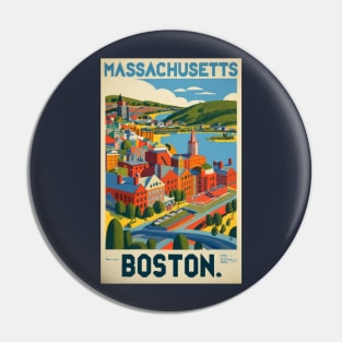 A Vintage Travel Art of Boston - Massachusetts - US Pin