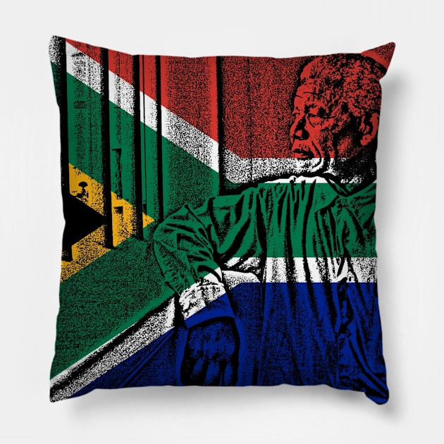 Nelson Mandela South African Flag Pillow by Historia