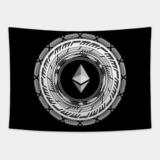 Ethereum logo in Hi-Tech graphic design Tapestry