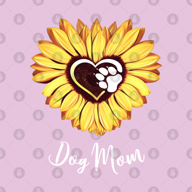 Dog mom yellow sunflower heart paw by Collagedream