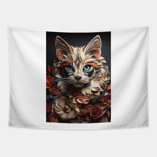 Cat Fold Art Style Tapestry