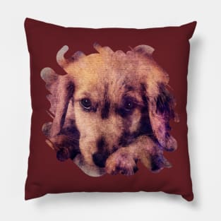 Golden Retriever Puppy Sketch Digital Art Pillow