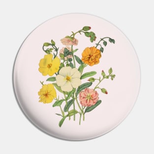 Flower Bouquet Vintage Botanical Illustration Pin